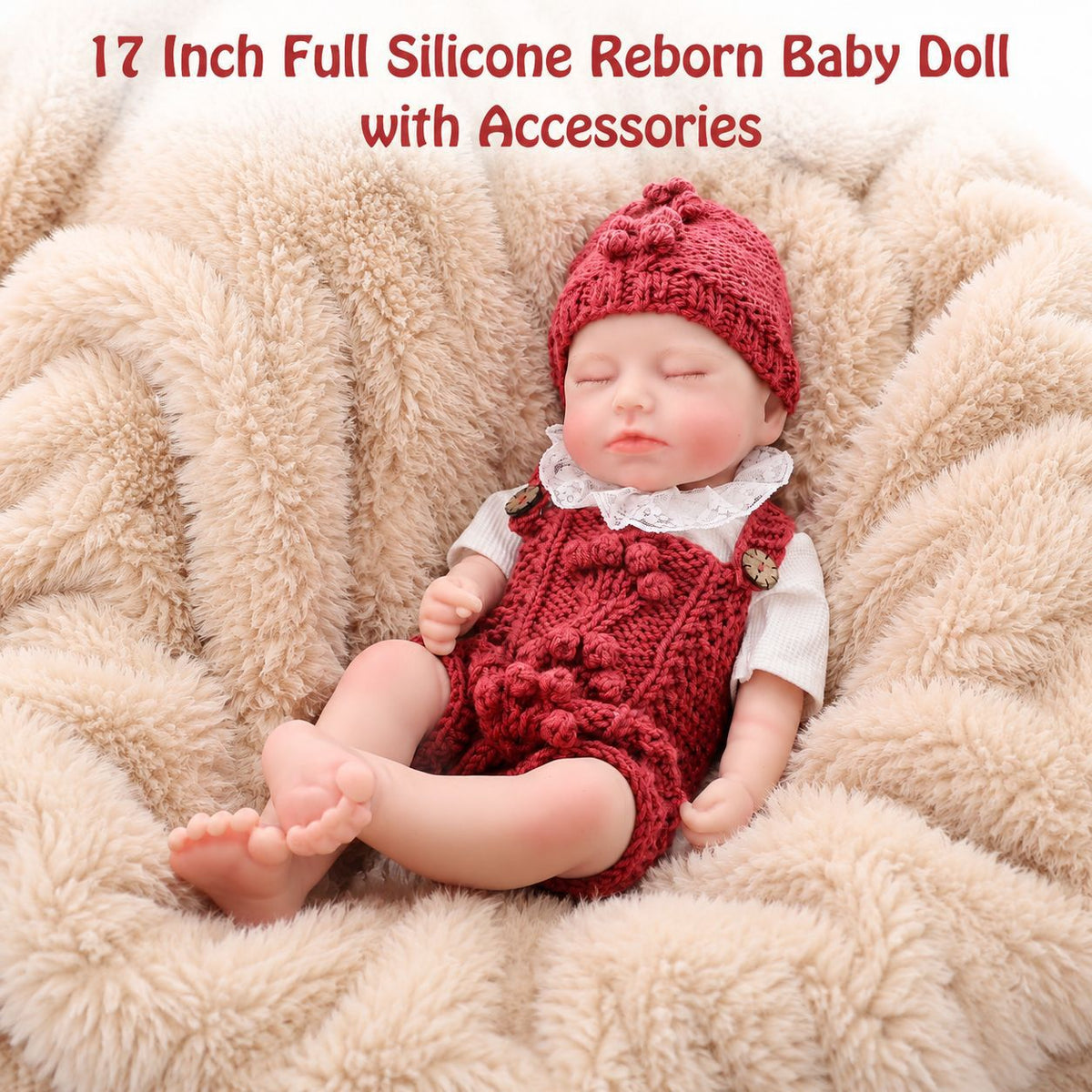 17 inch Lifelike Reborn Baby Doll - Realistic Full Silicone Newborn Toddler Toy for Ages 3+