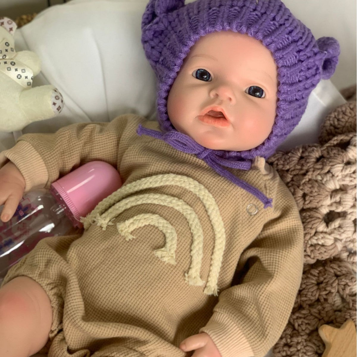 [Drink and Wet System] 20 inch with Full solid silicone baby simulation rebirth doll with drinking and peeing functions Toy for Kids Play & Doll Collectors