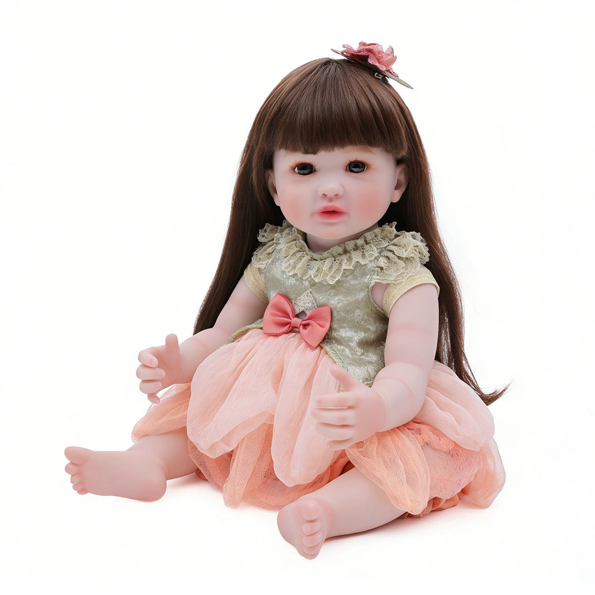 22 inch/55cm Reborn Baby Flower Baby Dolls Full Body Vinyl Toy Realistic Newborn Baby Soft Vinyl Reborn Baby Doll - Reborn Doll Australia