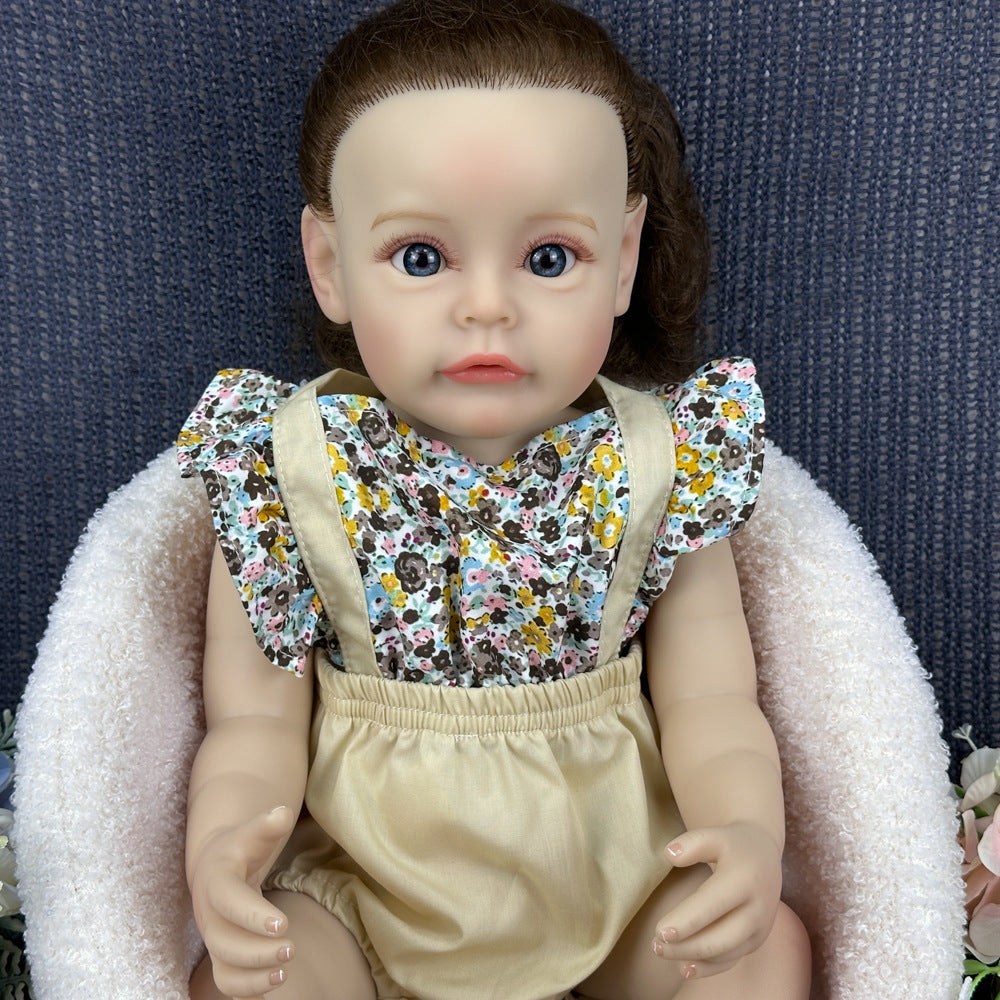 Holiday Ready 22 Inch Full-Vinyl Realistic Baby Doll, Natural Brown Curls, Lovely Surprise Gift for Girls and Adult Doll Lovers