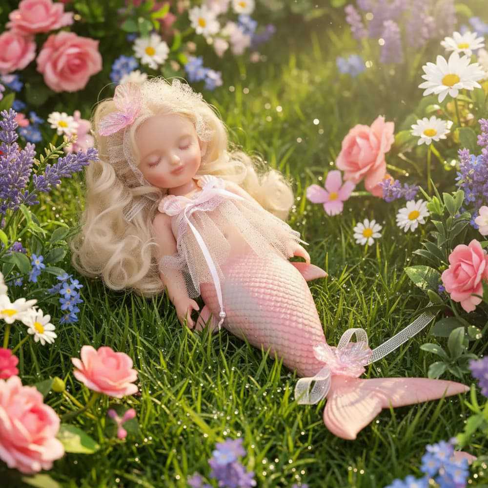 10 Inch Full Silicone Mermaid Baby Doll, Sleeping Fantasy Figure, Gift for Birthdays & Holiday Occasions
