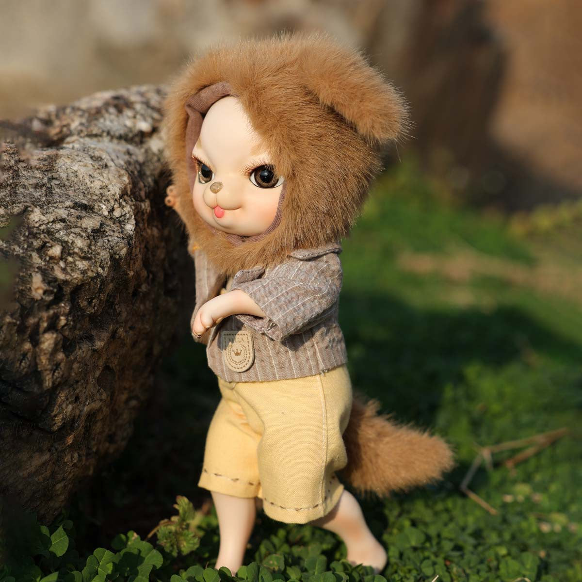 Adorable 10 Inch Porcelain Dress-up Baby Brown rabbit Dolls (BJD)