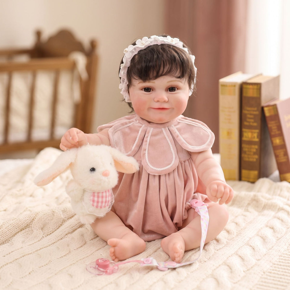 22 Inch Handcrafted Reborn Doll Real 3D Vein Skin with Full vinyl Body Baby Doll Gift for Little Girls