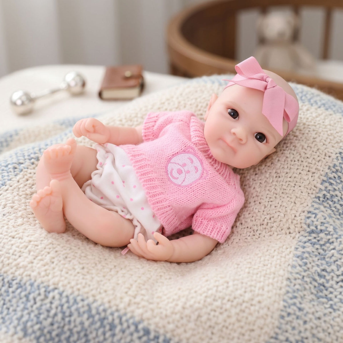 12 Inch Lifelike Reborn Baby Doll with Full Solid Silicone Body Realistic 3D Vein Skin Handcrafted Newborn Doll Perfect Birthday Christmas Gift for Little Girls