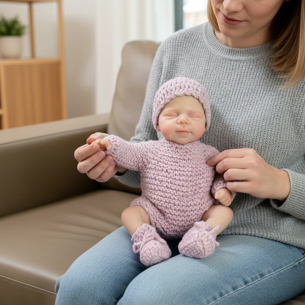 12 inch solid silicone Reborn Doll  light purple sweater pascale simulation toy doll