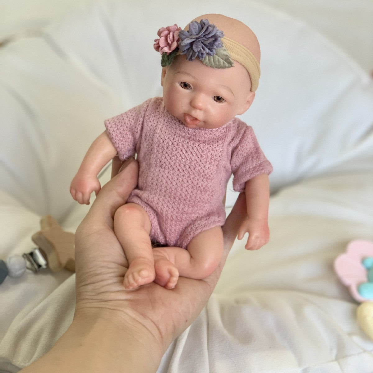 8 inch Ultra Real Touch Full Soild Silicone Body Mini Reborn Doll Washable Reborn Doll for Kids Gift & Display