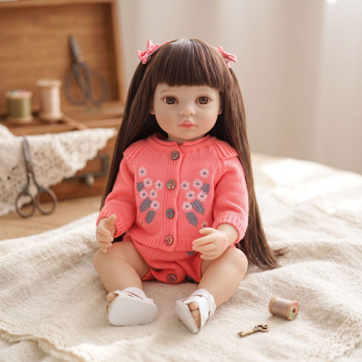 22 inch reborn doll with Full Vinyl Body simulated baby comfort doll gift for girl