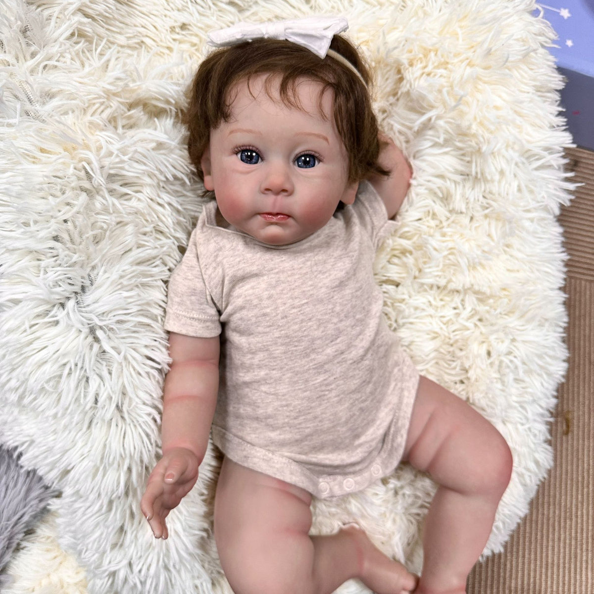 23 inch Reborn Dolls with Cloth Body Touch Soft implanted Brown hair,  Newborn Baby Dolls Toys for Girls Reborn Dolls