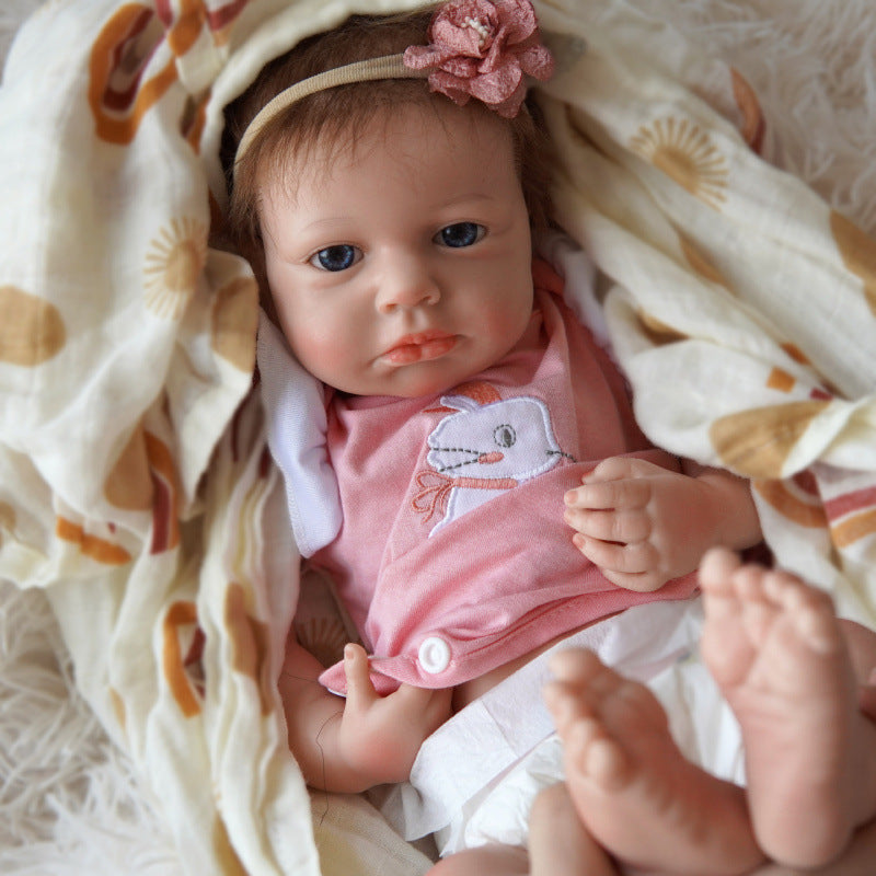 Real Skin Touch 18 Inch Full Soild Silicone Reborn Doll Handcrafted Baby Toy for Kids Birthday Gift