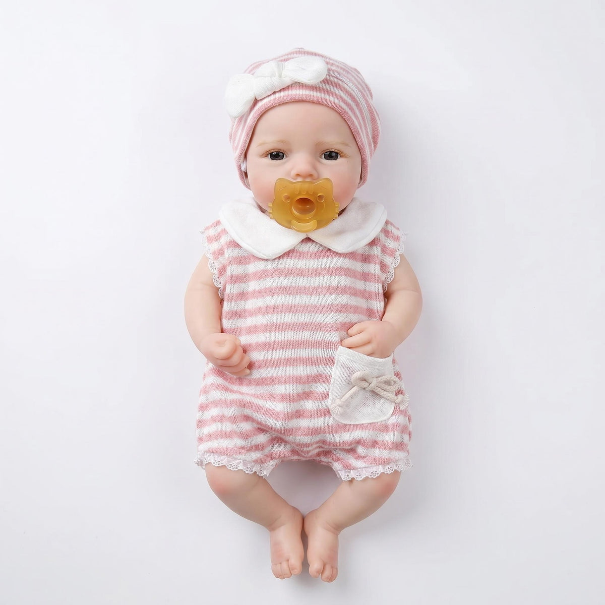 Adorable Realistic Open Eyed 12 inch with Full Soild Silicone Reborn Doll Washable For Nursery Decor & Pretend Play