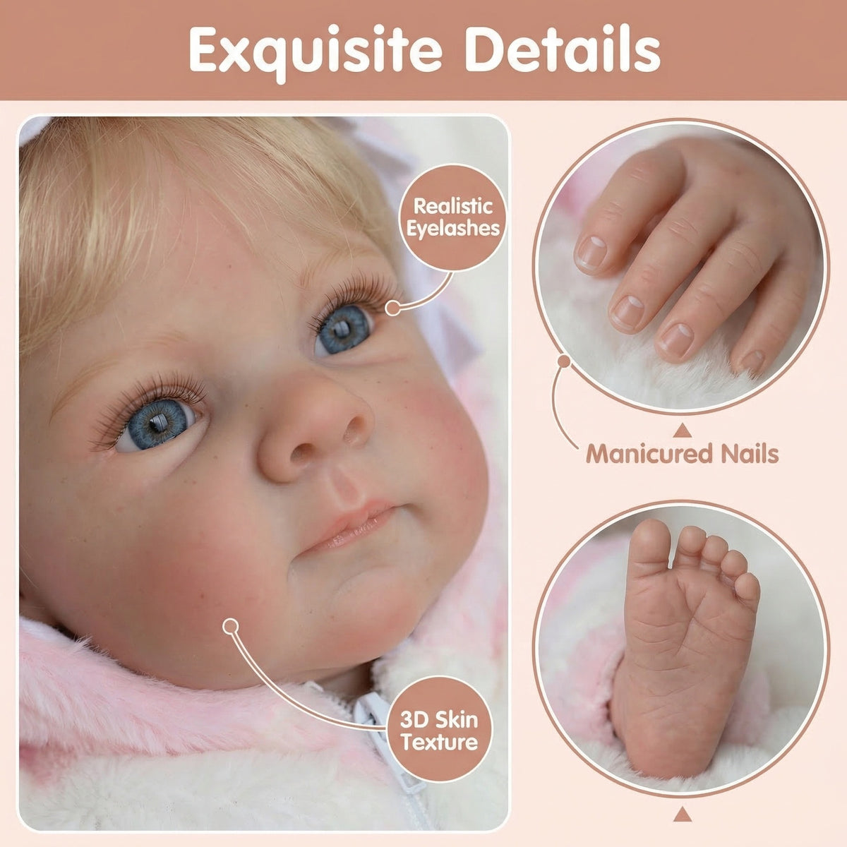 18 inch pink plush unicorn Bettie simulation doll reborn doll