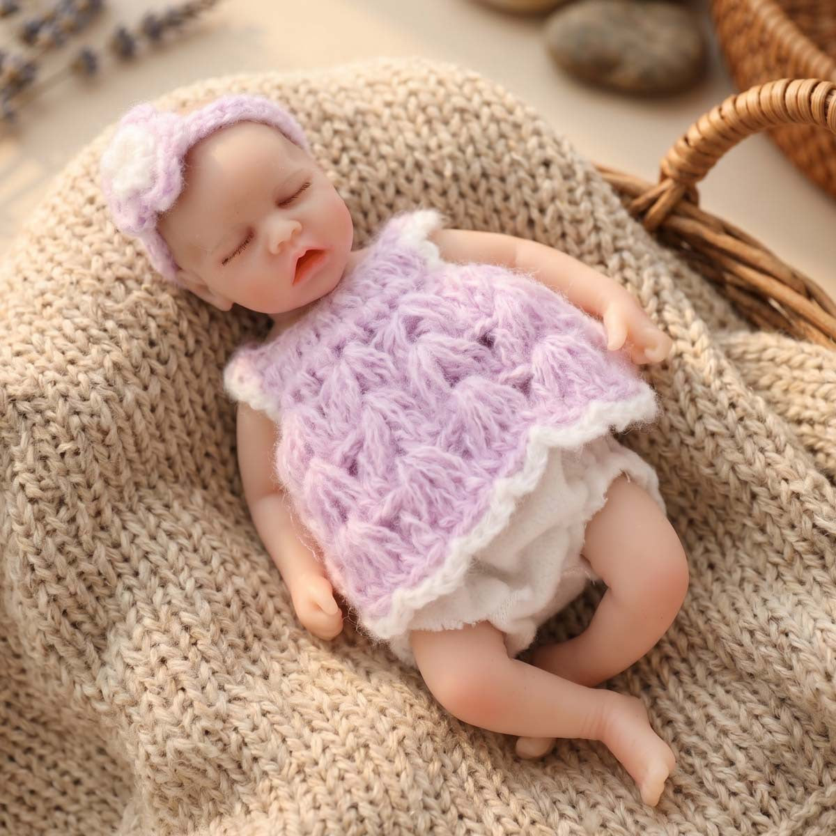6-inch palm solid silicone reborn baby simulation doll, real-feel stretchable children's toy gift and collectibles