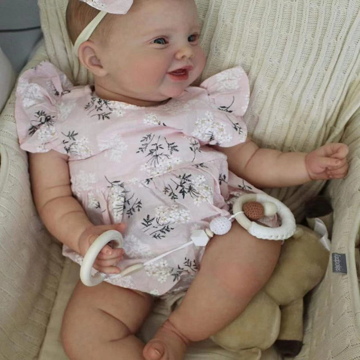 24 inch Reborn Baby Doll with Cloth Body Girl Hand-Drawing Hair Handmade Doll for Gift