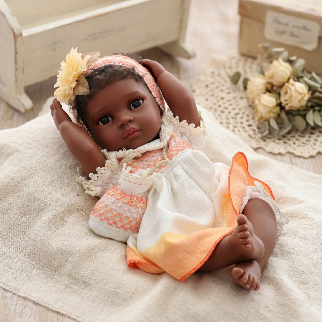 50cm Black Doll Rebirth Simulation Baby Doll Full Plastic Hair Transplant Girl