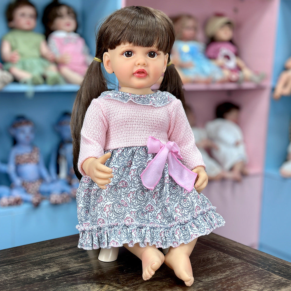 Real‑Looking 22 Inch Full‑Vinyl Collectible Doll, Twin‑tail Hairstyle, Multi‑age Companion Toy for Kids and Adult Doll Collectors