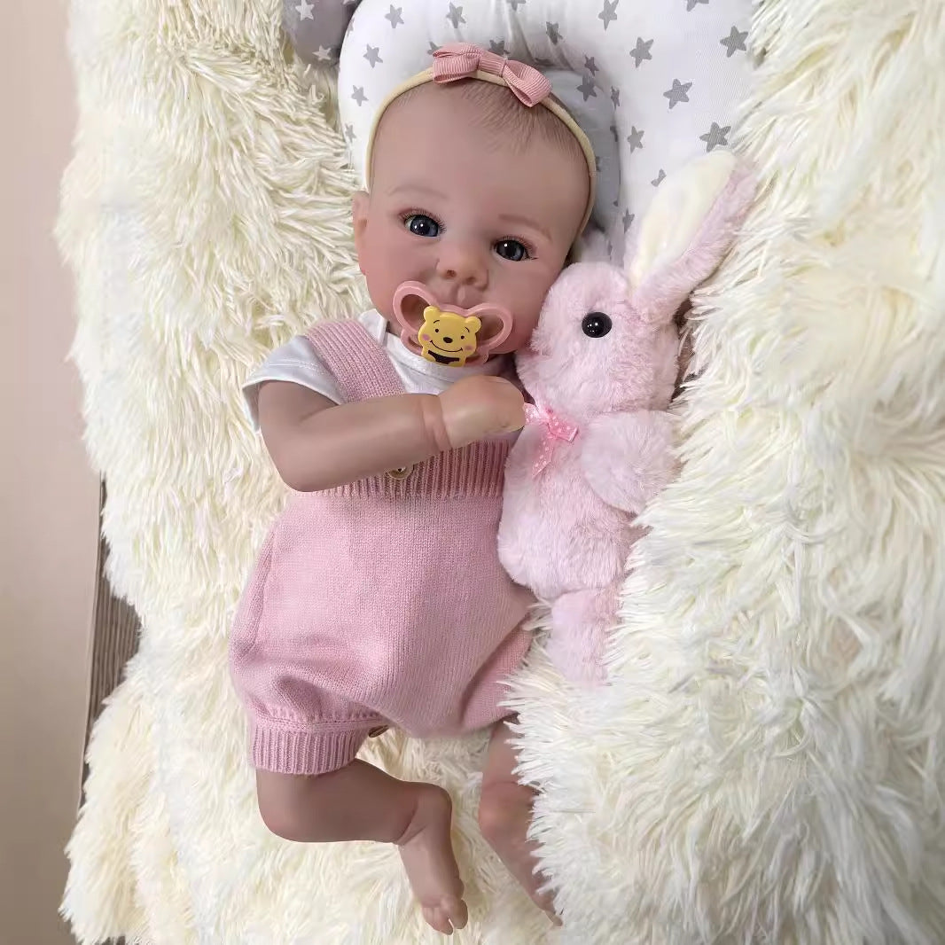 20 Inch Real Life Reborn Baby Doll with Cloth Body True-to-Life 3D Skin Handmade Newborn Style Doll Toy for Girls