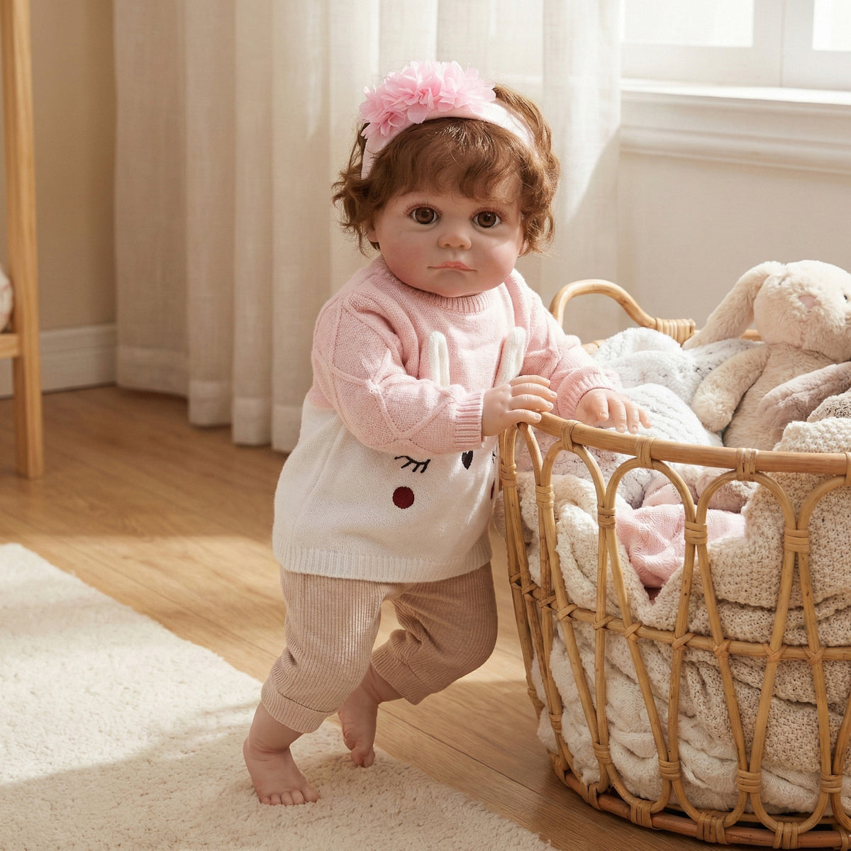 24 inch Hand-implanted Hair doll with Cloth Body, simulated humanoid children's play house gift collection
