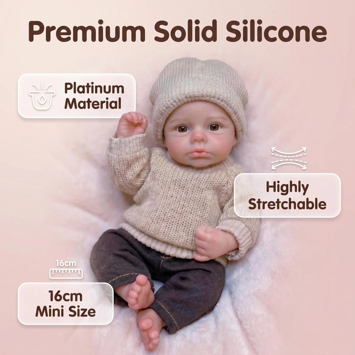 6 Inch with Full Silicone Body Reborn Doll Lifelike Real Skin Vein Texture Hand Painted Newborn Doll Complete Outfit Accessories Set
