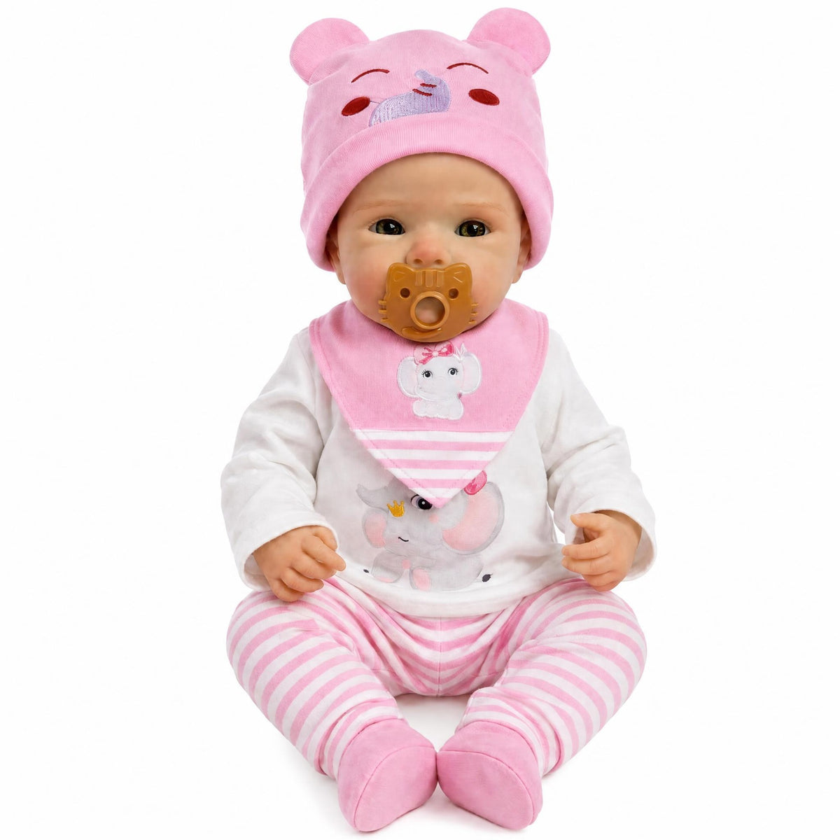 16 inch solid soft platinum silicone openable mouth pink striped pants doll as a holiday gift for children