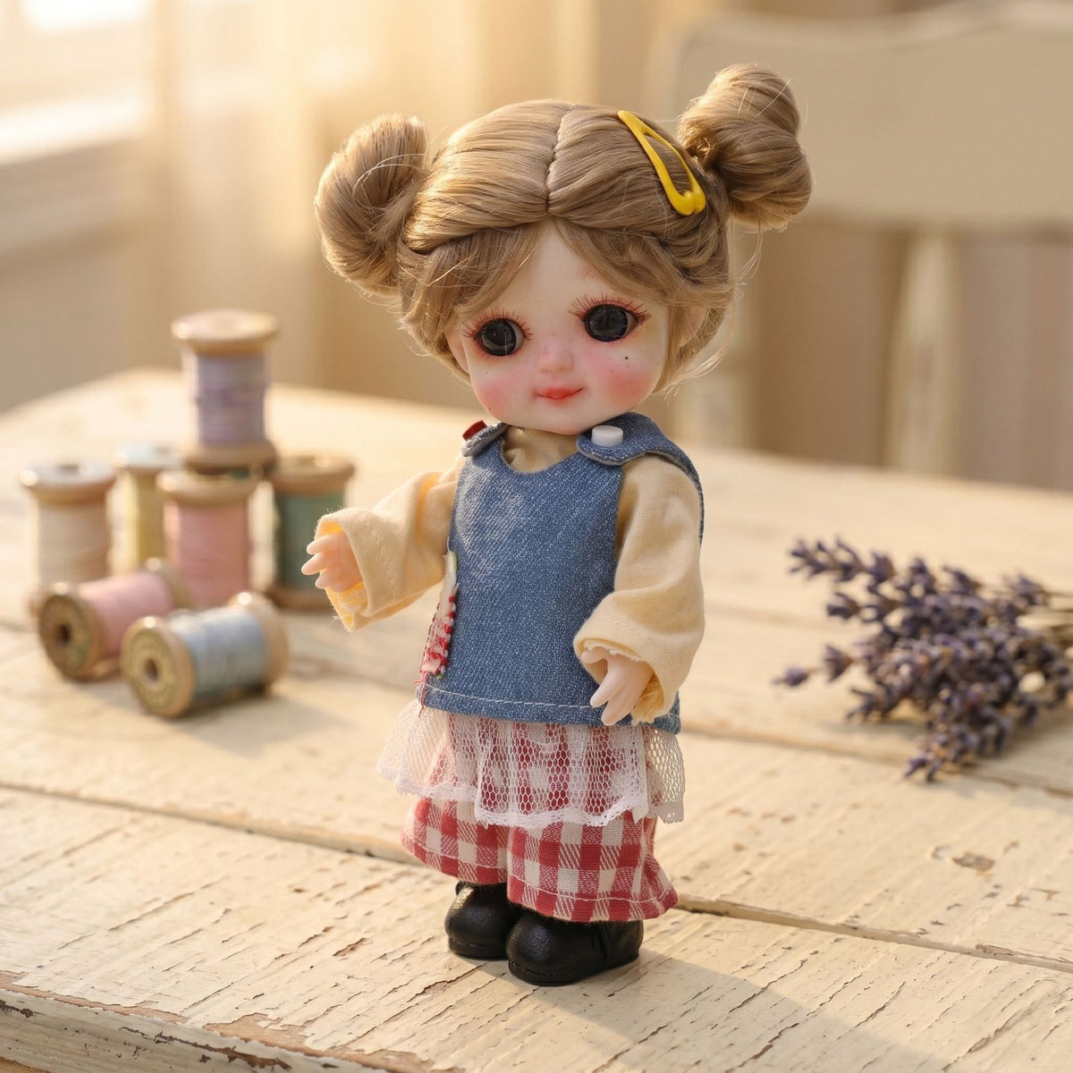 6 inch Mini with Full ceramic Body, Handmade Clothes Tabletop Ornament For Doll Collectors
