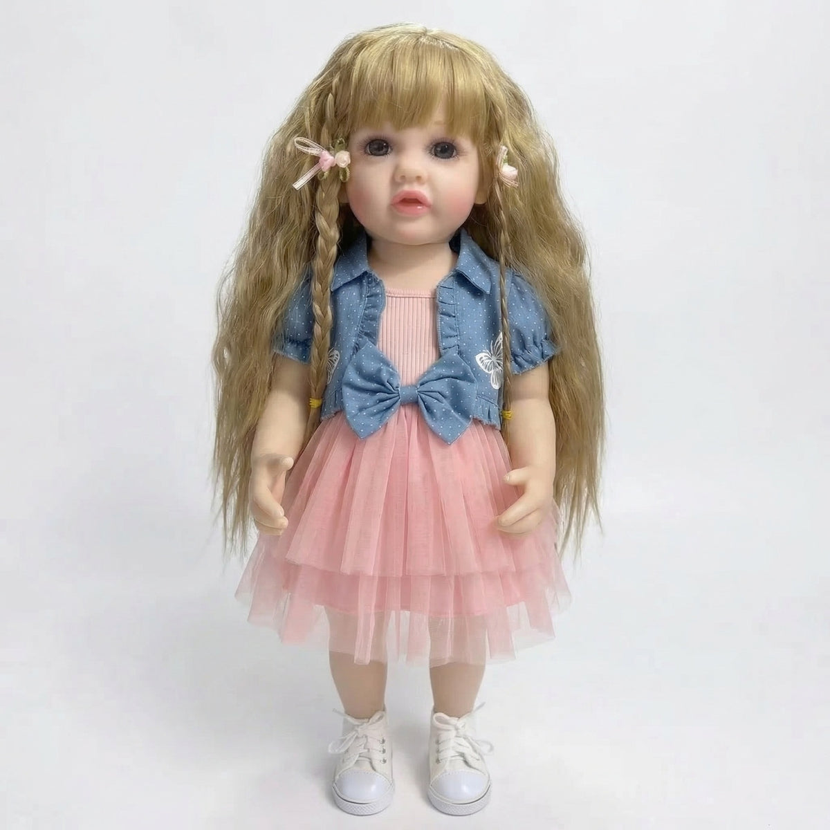 55 CM 22 Inch Lifelike Realistic Soft Vinyl Reborn Baby Girl Doll Betty Long Hair Princess Toddler Bebe Christmas Gift Child