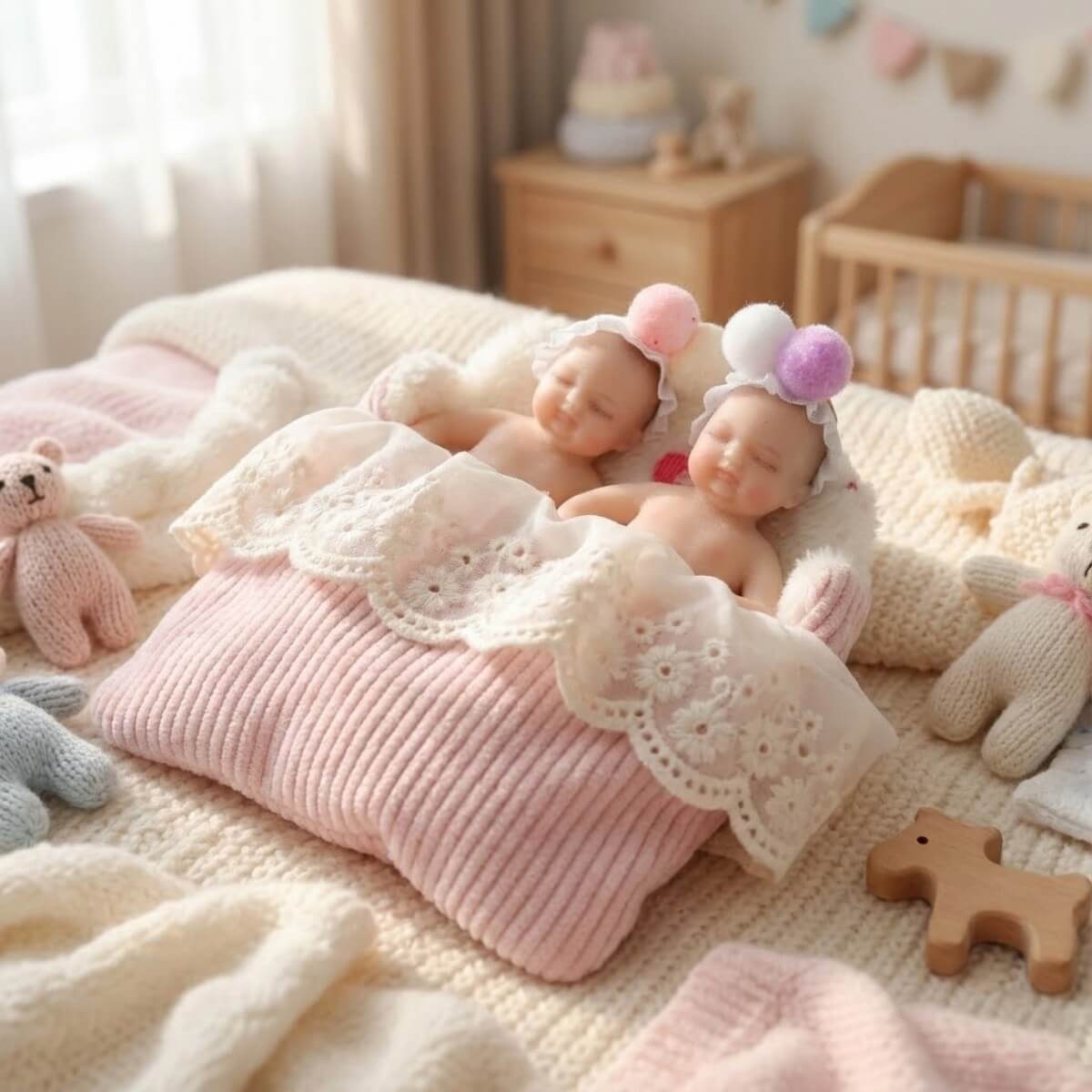 Lifelike Silicone Reborn twins Baby Doll 4 Inch