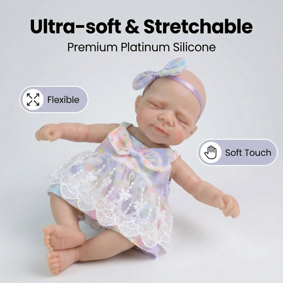 12 inch printed skirt pascale solid silicone reborn doll for children's Christmas gift
