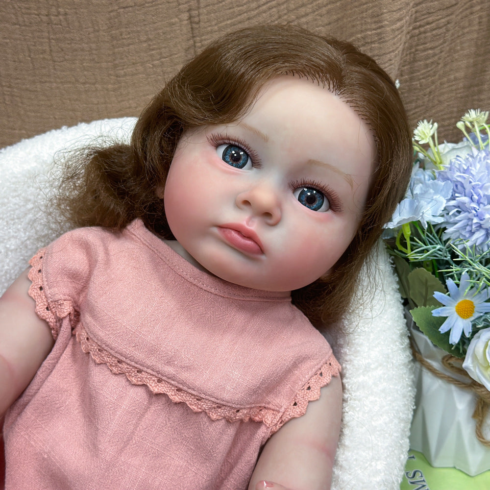 22 Inch Full‑Vinyl Lifelike Reborn Doll, Delicate Lace‑edged Clothing, Cherished Heirloom Keepsake for Birthday and Holiday Seasons