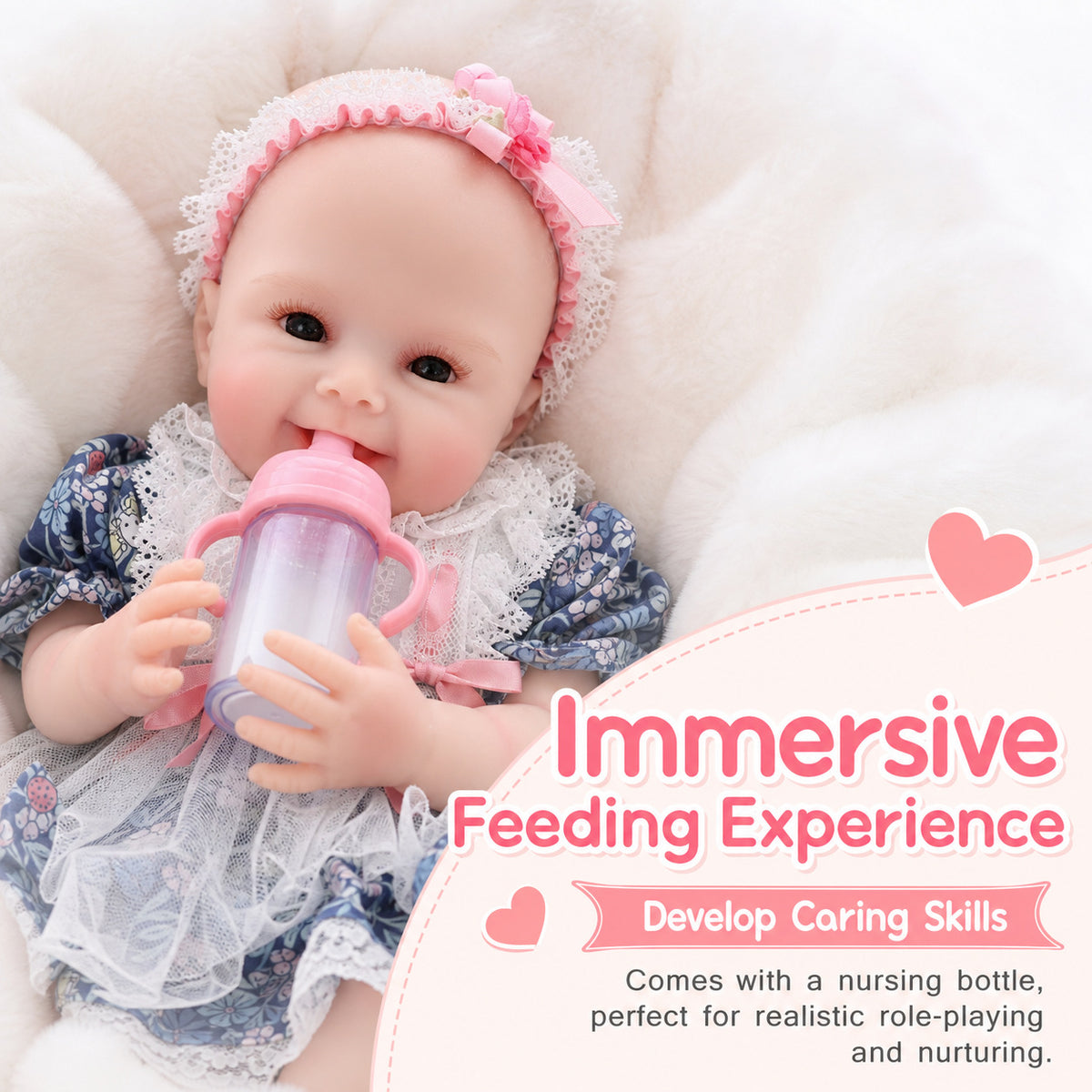 17 inch Reborn Baby Dolls Lovely Full Solid Silicone Baby Realistic Newborn Dolls Toy Xmas Gift
