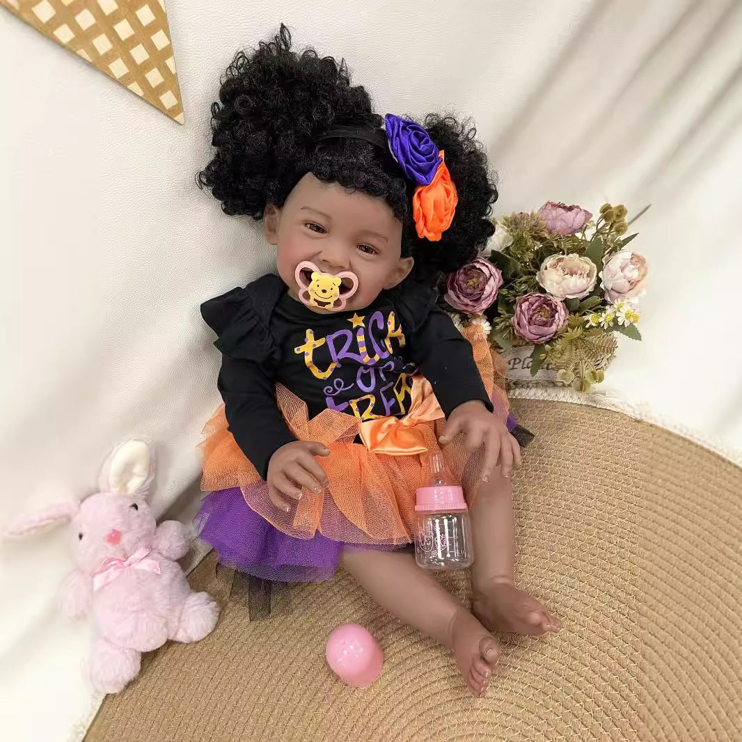 23 Inches Handmade Lifelike Reborn Doll with Cloth Body 3D Skin Realistic Newborn Baby Play Toy Gift for Girls & Doll Collectors