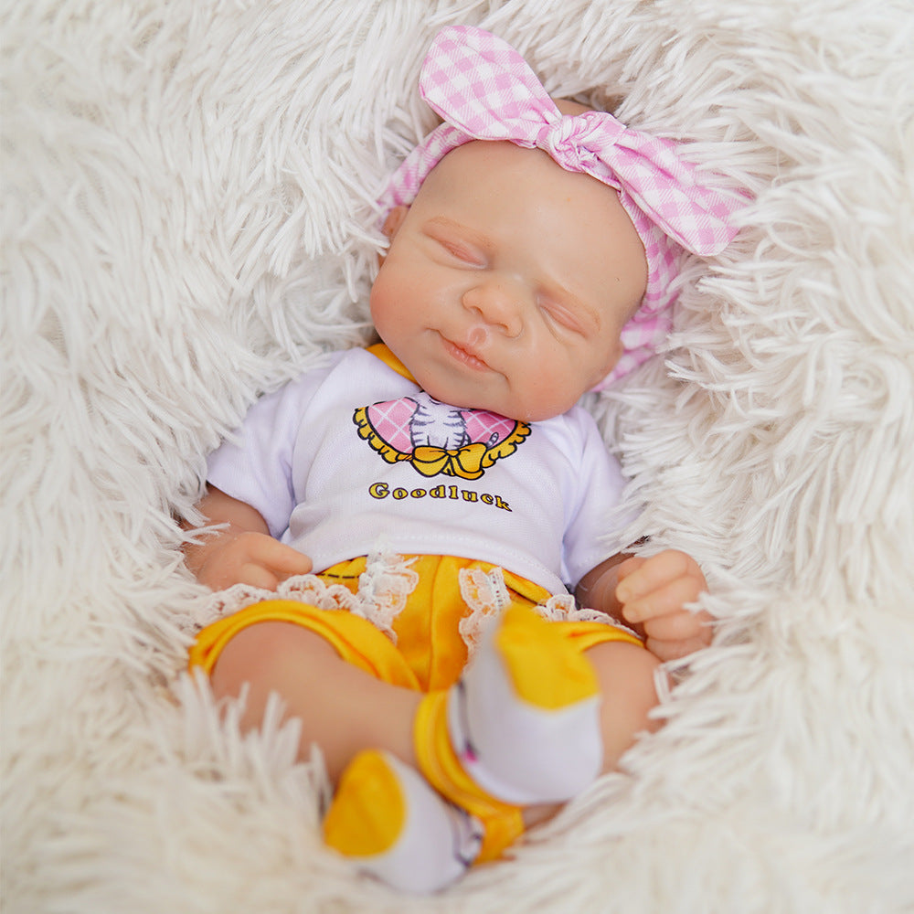 13 Inch Full Soild Silicone Reborn Doll Handcrafted Vein Texture Infant Doll for Display & Collection