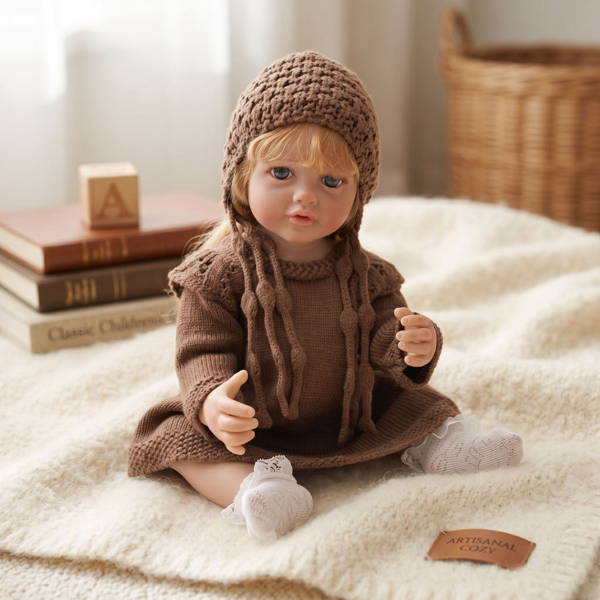 22 inch Reborn Doll with Full Vinyl Body simulated baby Hand-implanted Hair bath toy gift