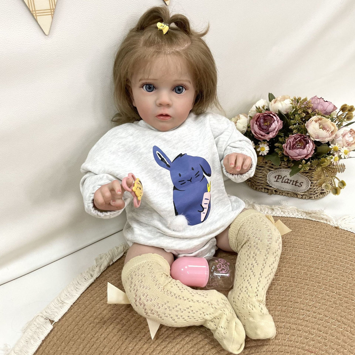 24 inch Lifelike Handcrafted Reborn Baby Doll Soft Cloth Body 3D Real Skin Kids Play Toy Gift for Girls