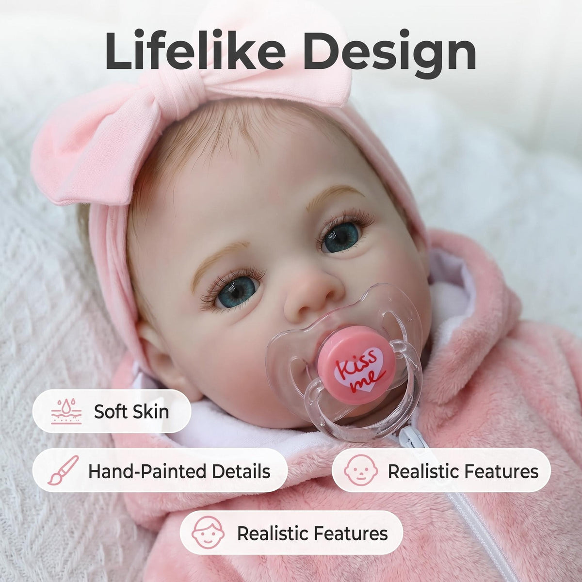 18inch Reborn Full Body Vinyl Reborn Doll, Realistic Reborn Baby Girl Real Gift Complete Accessories for 3 Year Old Children