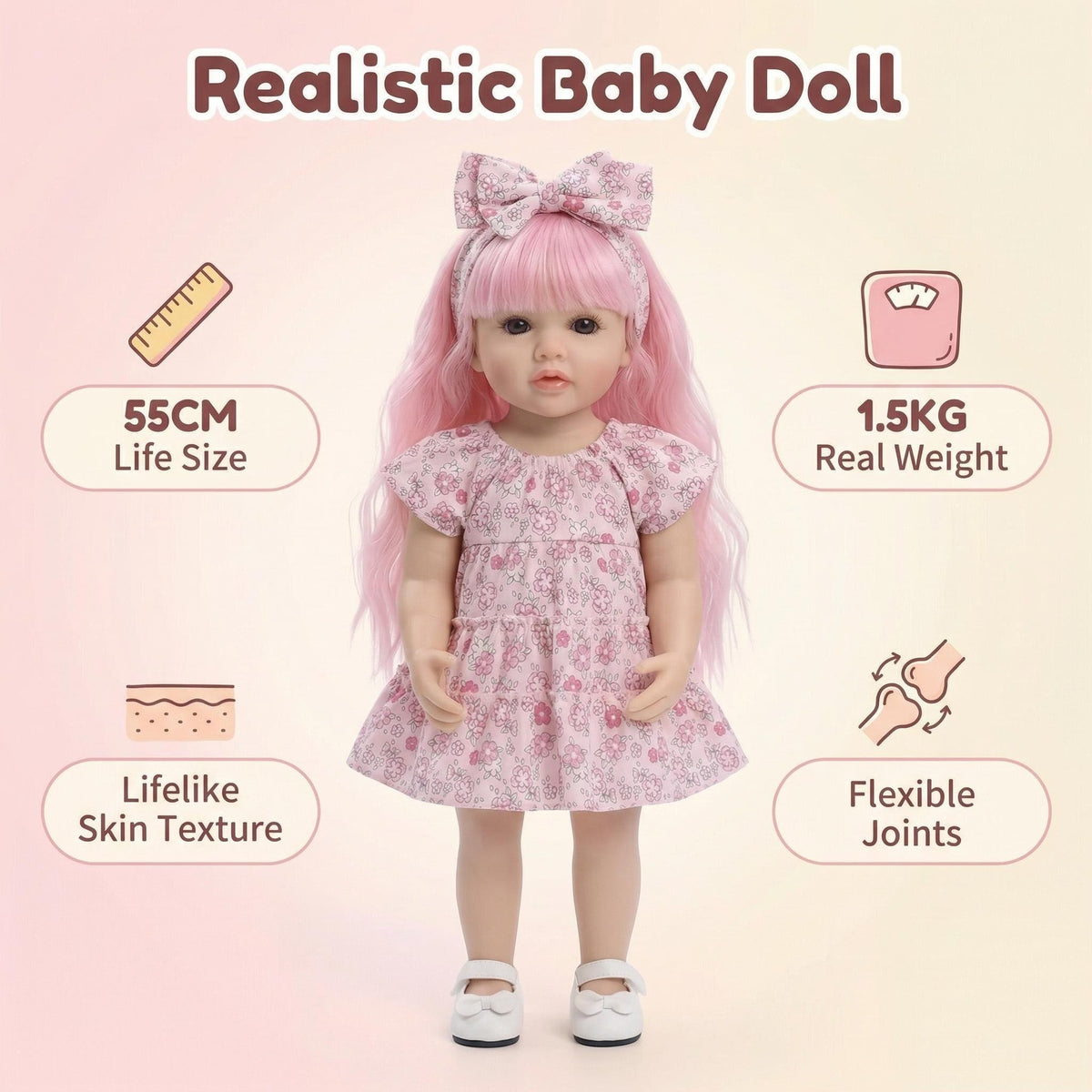 22 inch floral jumpsuit Betty reincarnation doll reborn doll
