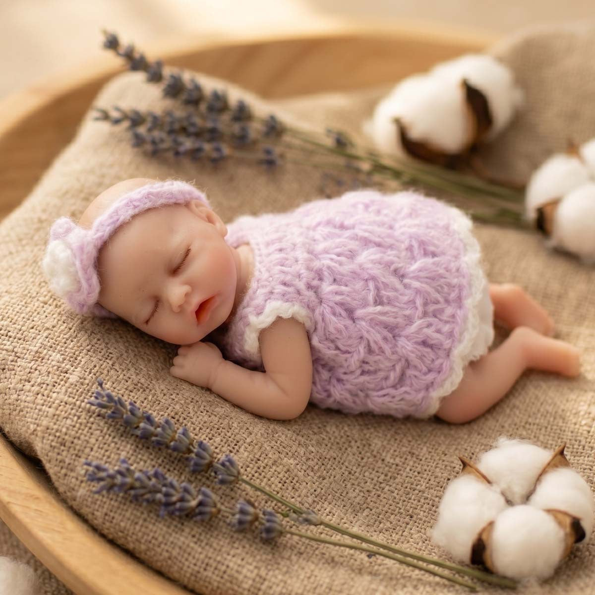 6-inch palm solid silicone reborn baby simulation doll, real-feel stretchable children's toy gift and collectibles