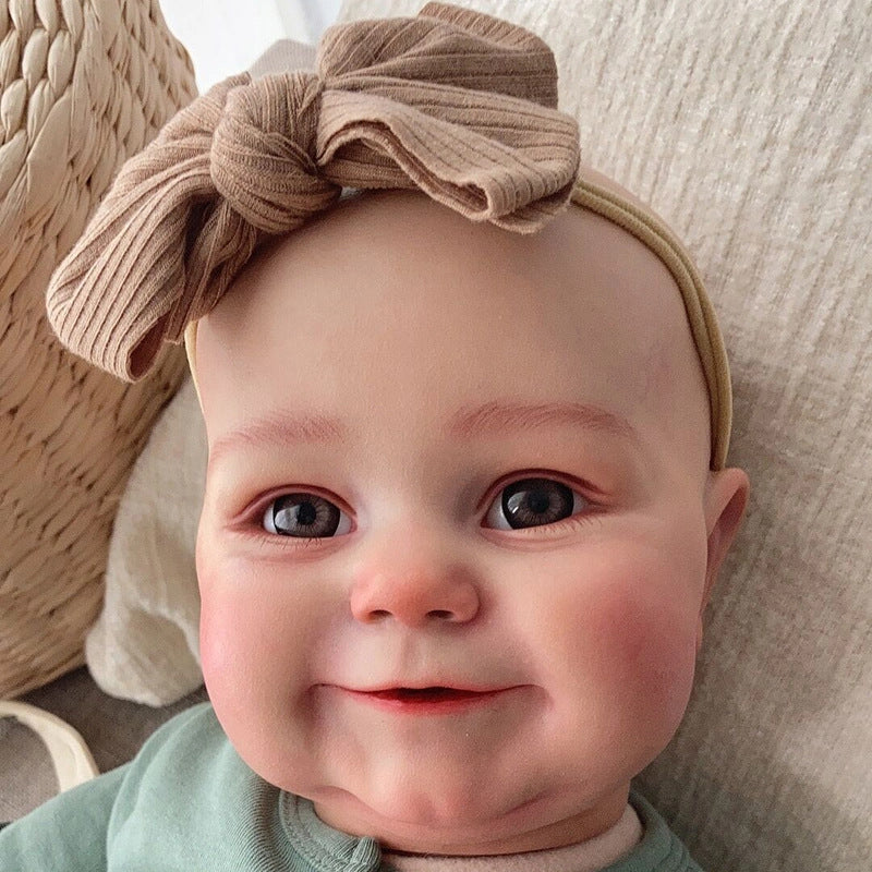 20 Inch Full-Vinyl Happy Reborn Girl Doll, Cute Knotted Bow Headband, Timeless Keepsake for Birthdays and Holiday Gift Seasons