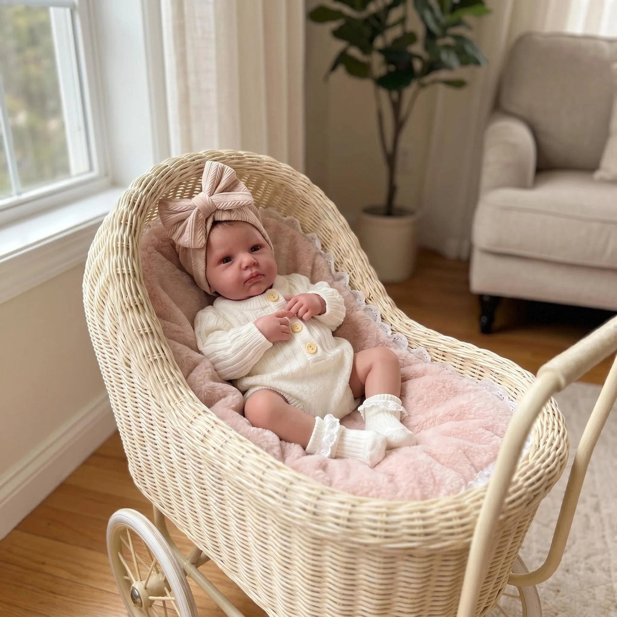 19 inch Huggable with Cloth Body Reborn Doll Lifelike Ideal Holiday Present, Growing-Up Companion Toy For Girls