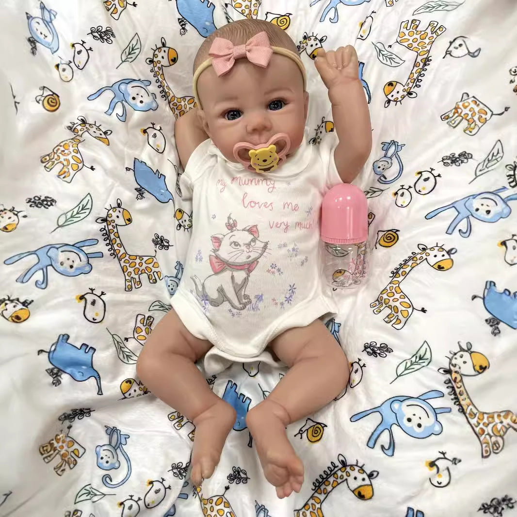 20 Inch Realistic Reborn Newborn Dolls with Cloth Body Detailed 3D Skin Handmade Collectible Doll Toy for Girls & Doll Lovers