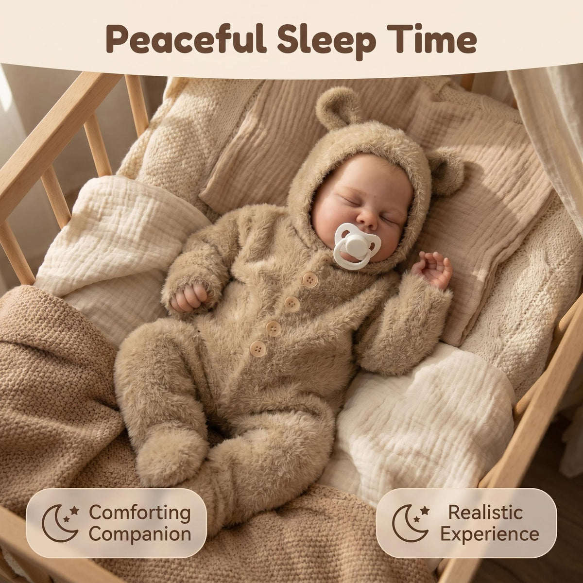 Peaceful Closed-Eye Sleeping Newborn 19 Inch with Cloth Body Reborn Baby Doll, Perfect Birthday, Christmas & Easter Gift Companion Toy For Girls And Adult Collectors