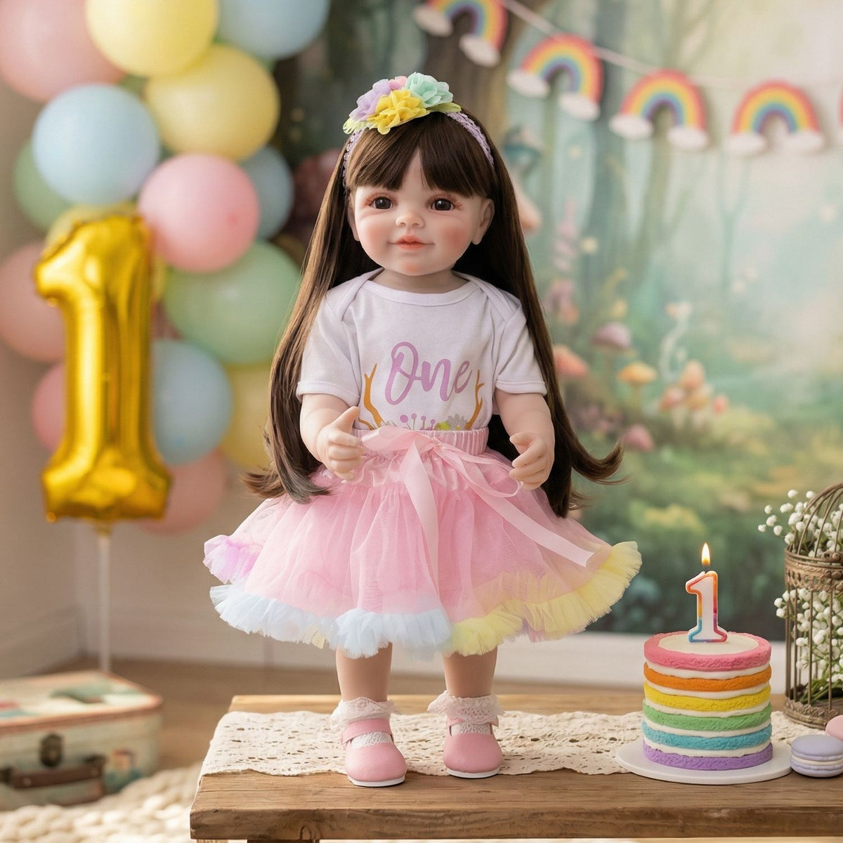 22 inch Standing Toddler Reborn Dolls with Full vinyl Body girl for Gifts