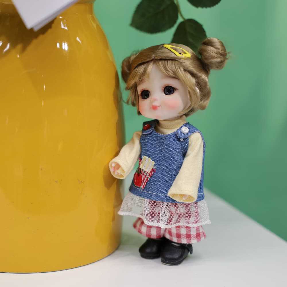 6 inch Mini with Full ceramic Body, Handmade Clothes Tabletop Ornament For Doll Collectors