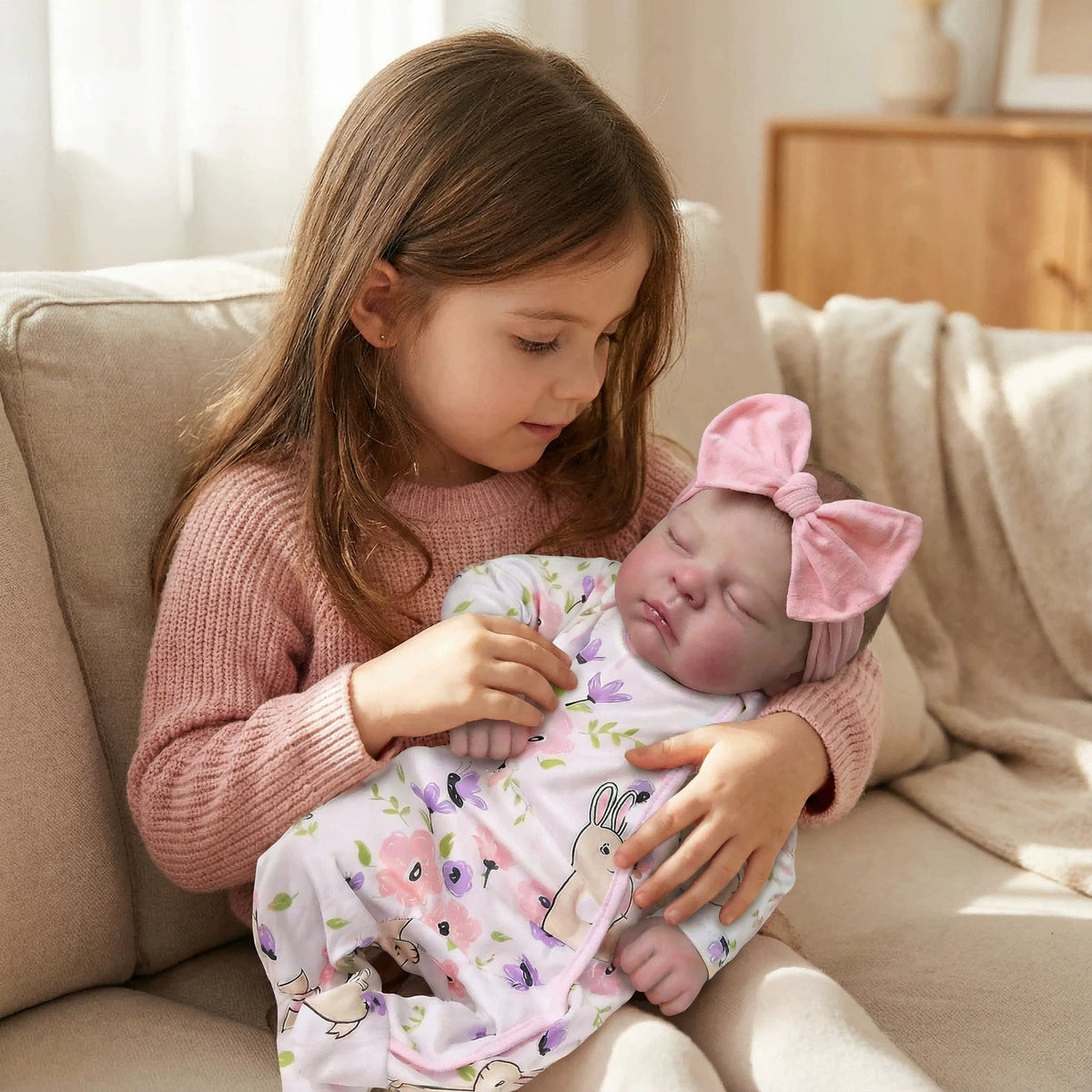 Lifelike Reborn Baby Dolls 19 inch Sleeping Baby Dolls Soft Cloth Body with Accessories Gift Box for Kids Age 3+