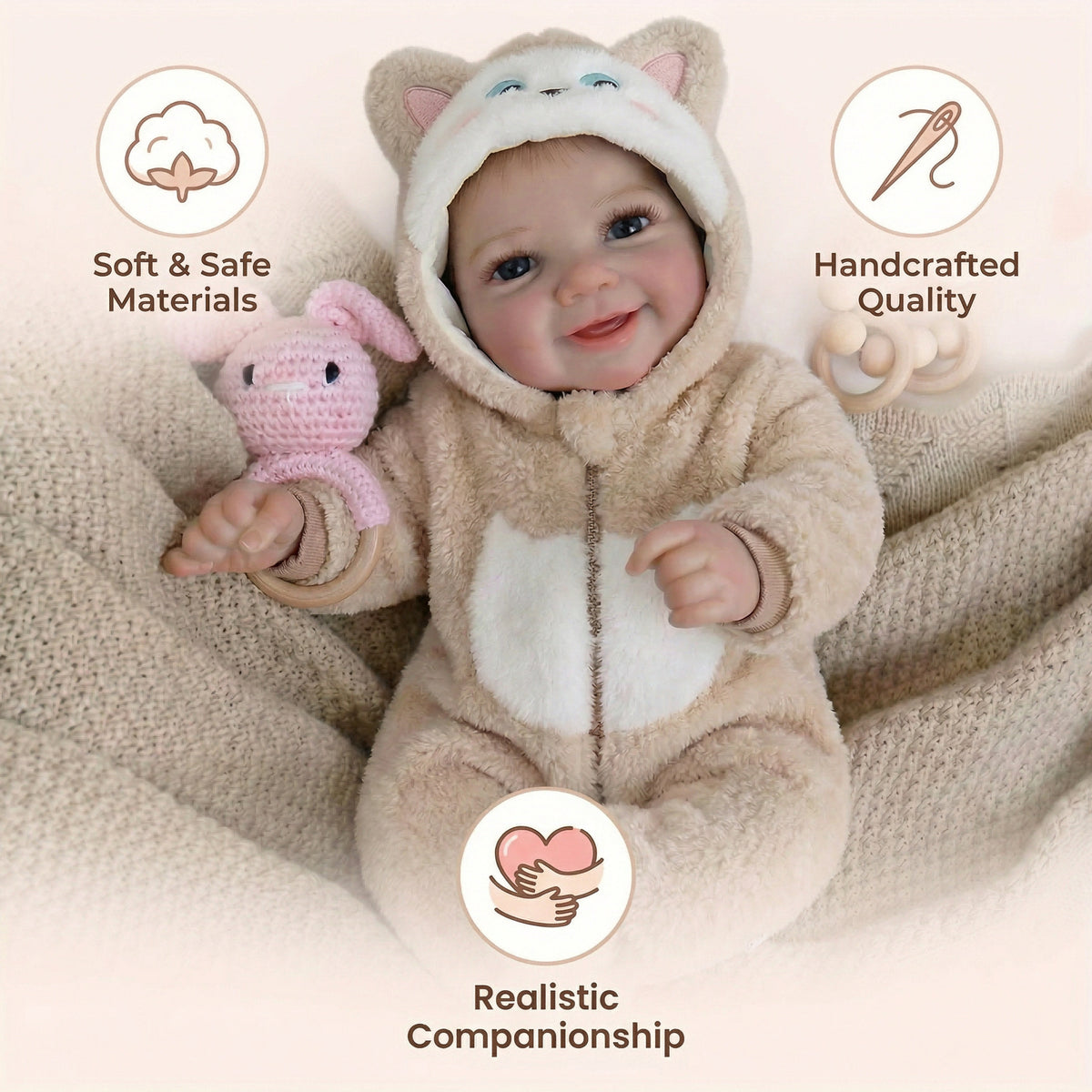 19 inch plush jumpsuit vivienne full vinyl reborn doll