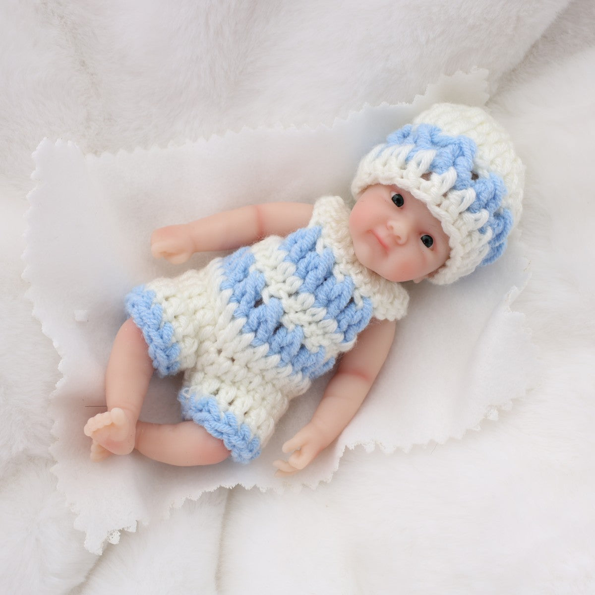6-inch palm solid silicone reborn baby simulation doll, real-feel stretchable children's toy gift
