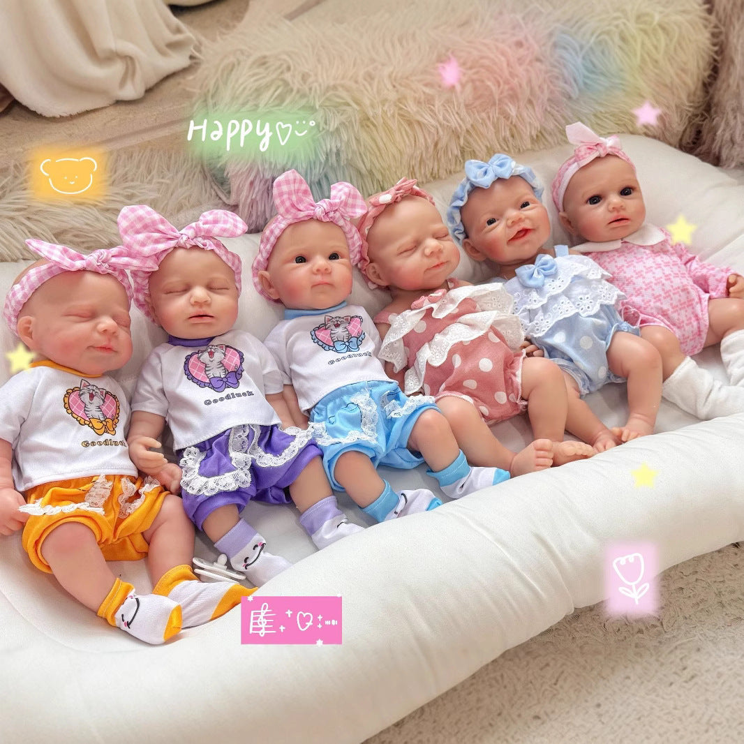 13 Inch Full Soild Silicone Reborn Doll Handcrafted Vein Texture Infant Doll for Display & Collection
