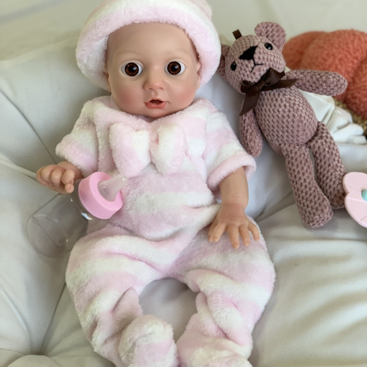 [Drink and Wet System] 13 Inch with Full Soild Silicone Reborn Girl Doll Real Life Drink Pee Function Doll Toy for Kids Play & Doll Collectors