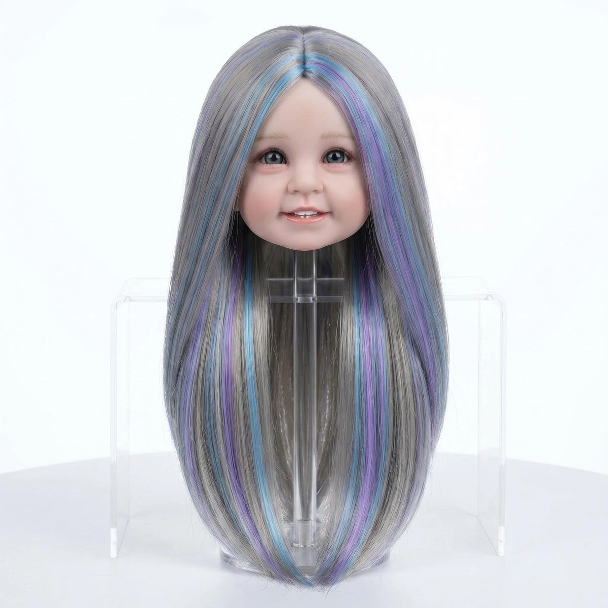 Reborn Doll Wig Long Straight Curly Hair Replacement Wigs with Bangs, Multiple Colors Pink Blonde Rainbow Braided Doll Hair Wigs Fit 20-22 Inch Reborn Baby Dolls