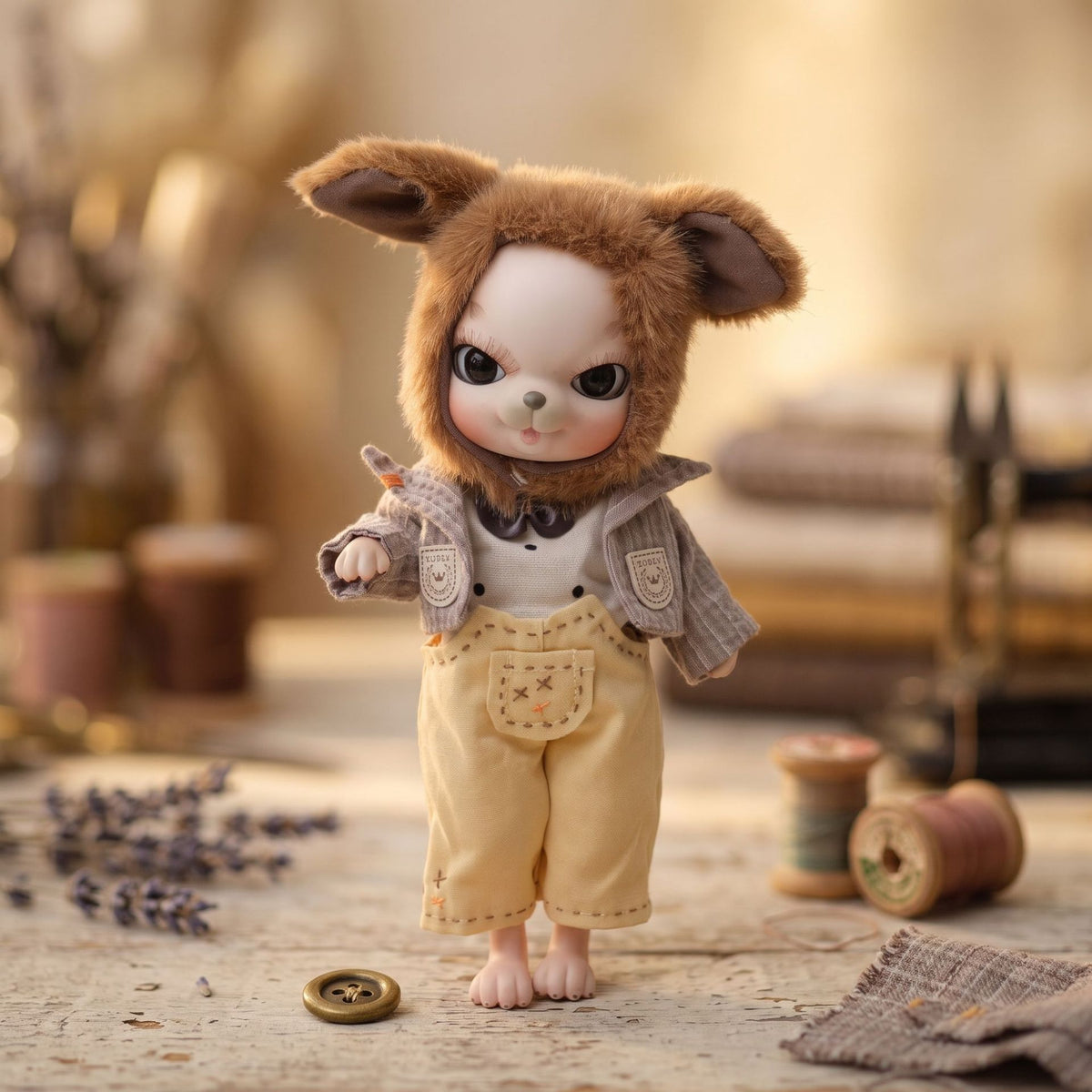 10 inch with Ceramic BJD Body Doll Complete Plush Outfit Handmade Decor Collectible Toy