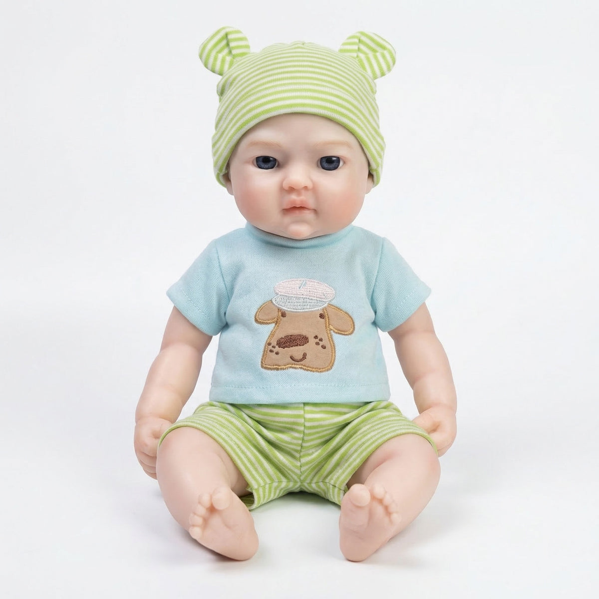 12 inch green striped hat silicone reborn doll